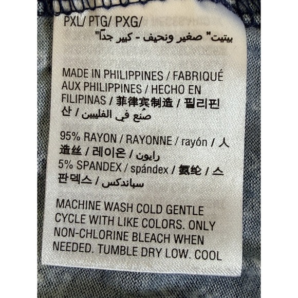 Style & Co Blue Floral Peasant Blouse PXL 3/4 Sleeve Boho Stretch Top - Picture 14 of 14